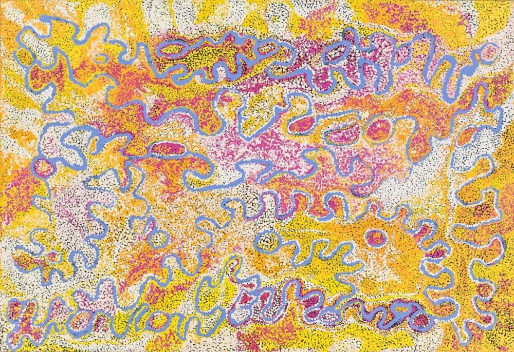 Kuntjil Cooper comparable auction result: kuntjil cooper 1920 minyma kutjara 2007 160 x 110cm stretched and ready to hang