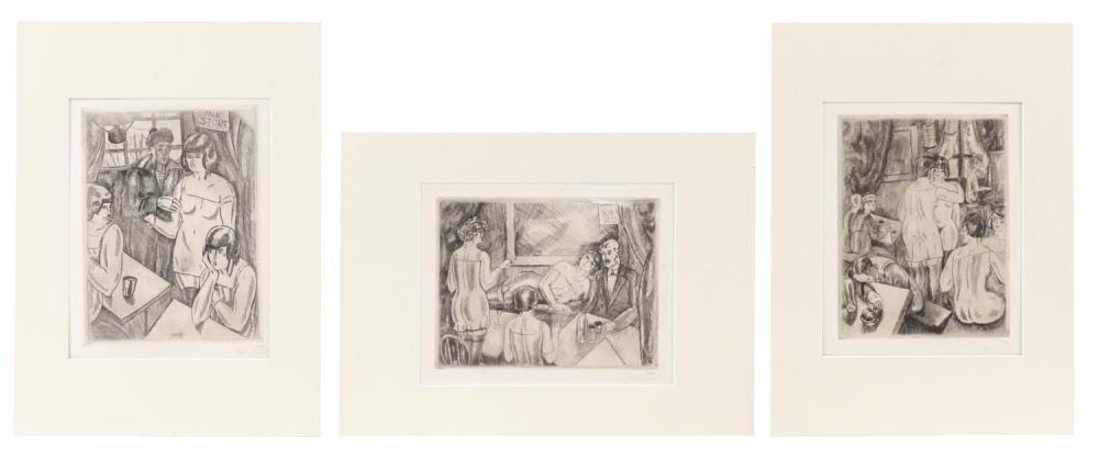 Louis-Robert Antral comparable auction result: louis robert antral french 1895 1940 three etchings depicting the interior of a brothel on paper 9 75 x 7 75 sight unframed