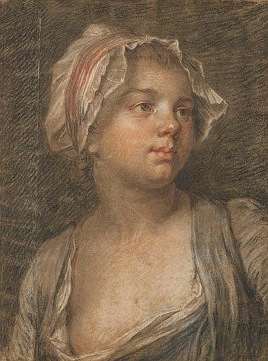 Nicolas Bernard Lépicié comparable auction result: nicolas bernard l pici paris 1735 1784 buste de jeune fille portant un bonnet pierre noire sanguine et craie blanche estompe sur papier beige 39 7 x 29 9 cm