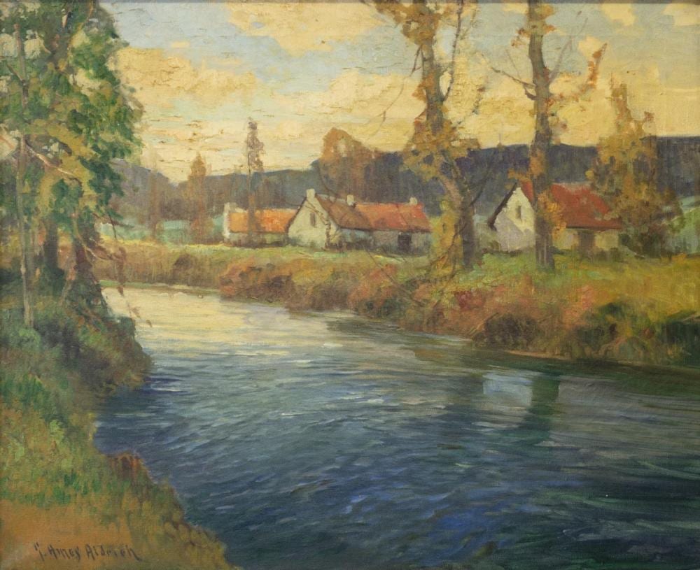 G. Ames Aldrich comparable auction result: g ames aldrich d 1941 normandy canal painting