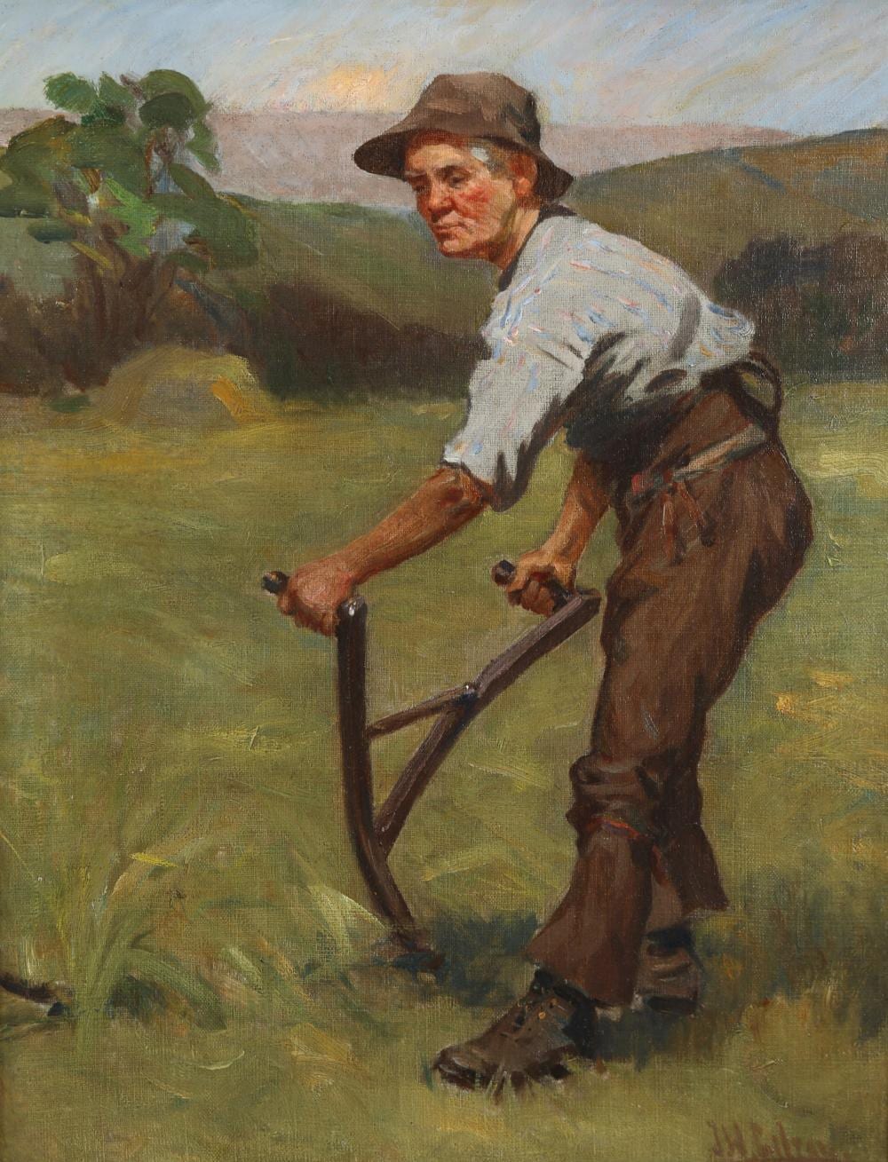 John William Gilroy comparable auction result: john william gilroy 1868 1944 the reaper signed lower right oil on can