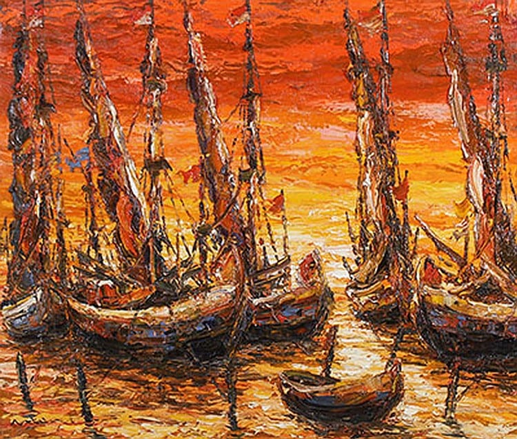 Mozes Misdy (b. Gambiran, Banyuwangi, E.Java, 1941) Perahu-perahu comparable sale
