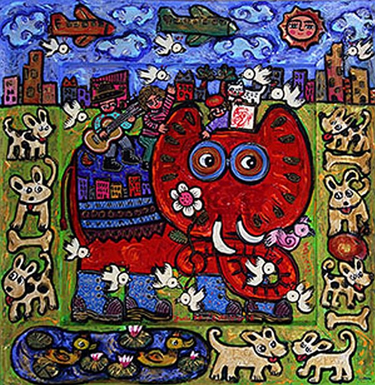 Erica Hestu Wahyuni (b. Yogyakarta, 1971) Red Elephant In The Year Of The Dog comparable sale