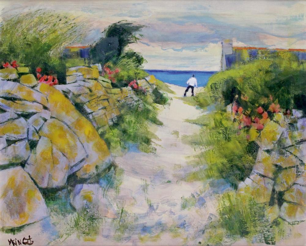 Michel King comparable auction result: michel king 1930 chemin de plage lesconil huile sur toile sign e