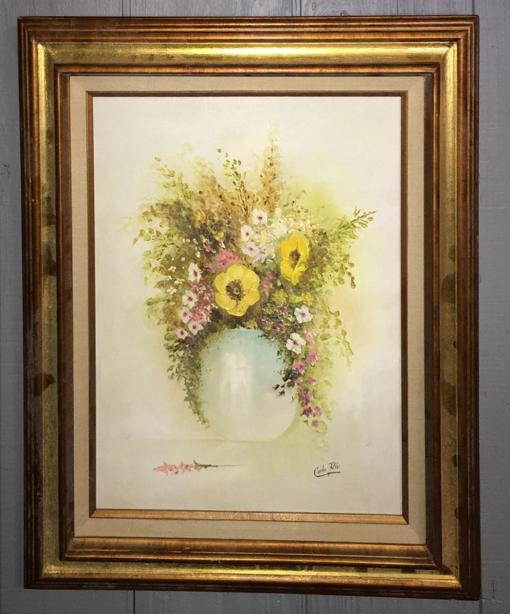 Carlos Rios comparable auction result: carlos rios oil on canvas still life of flowers