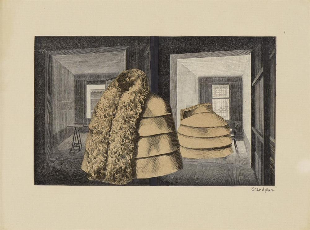 Raymond Grandjean comparable auction result: raymond grandjean 1929 2006 sans titre collage de gravures anciennes d coup es sign en bas droite h 15 cm l 20 cm dv