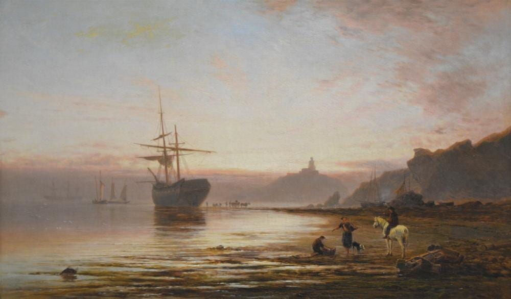 Alfred Walter Williams comparable auction result: alfred walter williams beach scene at dusk initialled oil on relined can