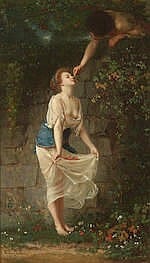 Emile Pierre Metzmacher comparable auction result: emile pierre metzmacher french 1815 1890 an amorous couple picking cherries 13 7 8 x 8 1 8in 35 3 x 20 7cm