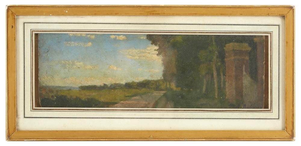 Alexandre Dubourg comparable auction result: louis alexandre dubourg 1821 1891 honfleur paysage huile sur carton sign e en bas droite 11 x 33 5 cm