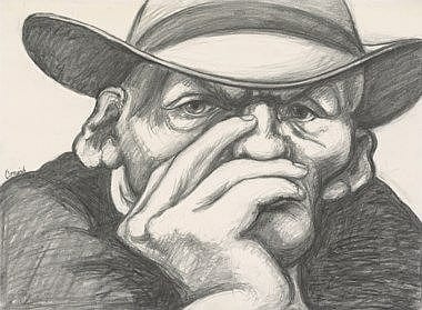Norman (1919) Cornish comparable auction result: norman cornish 1919 2014 man with head in hand charcoal on paper 21 5 8 x 29 3 8 in 55 x 74 6 cm