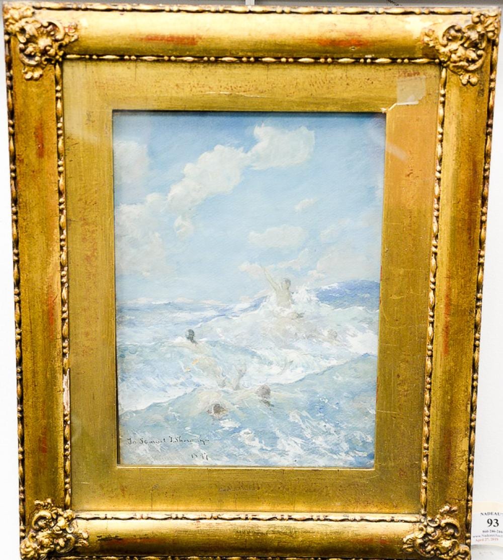 george willoughby maynard 1843 1923 oil on board girls swimming in ocean marked lower left to samuel t shaw esq 1897 · Nadeau's Auction Gallery · 2019-04-27 George Willoughby Maynard comparable auction result: george willoughby maynard 1843 1923 oil on board girls swimming in ocean marked lower left to samuel t shaw esq 1897