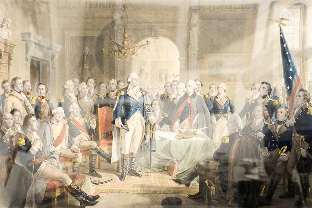 Alexander Hay Ritchie comparable auction result: alexander hay ritchie hand colored engraving washington and his generals new york 1856 sight size 26 1 2 x 37 p