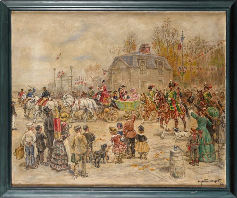 Eugène Chaperon comparable auction result: eug ne chaperon 1857 1938 passage de l empereur napol on iii l imp ratrice eug nie et du princ