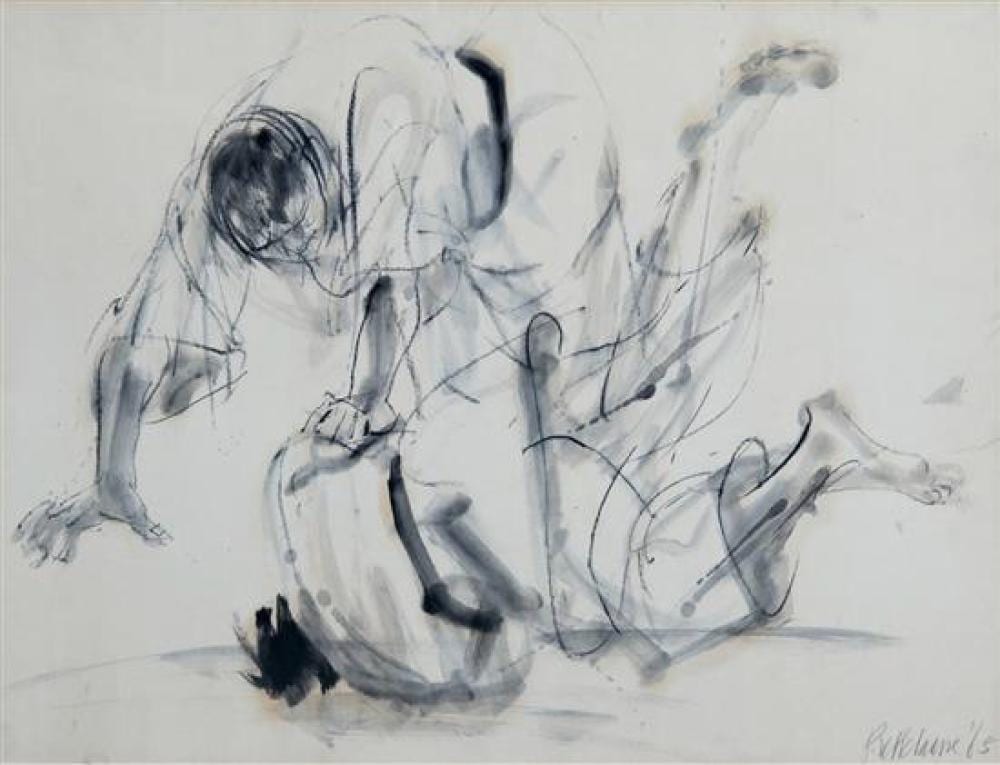 Piet Klaasse comparable auction result: piet klaasse dutch 1918 2001 jujitsuoil pastel watercolour and wash