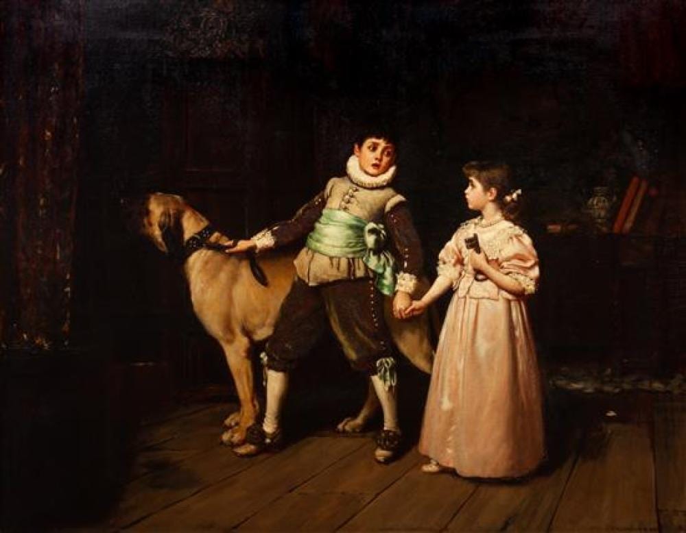 Charles Trevor Garland comparable auction result: a painting depicting a mastiff 34 3 4 4x 44 1 4 inches