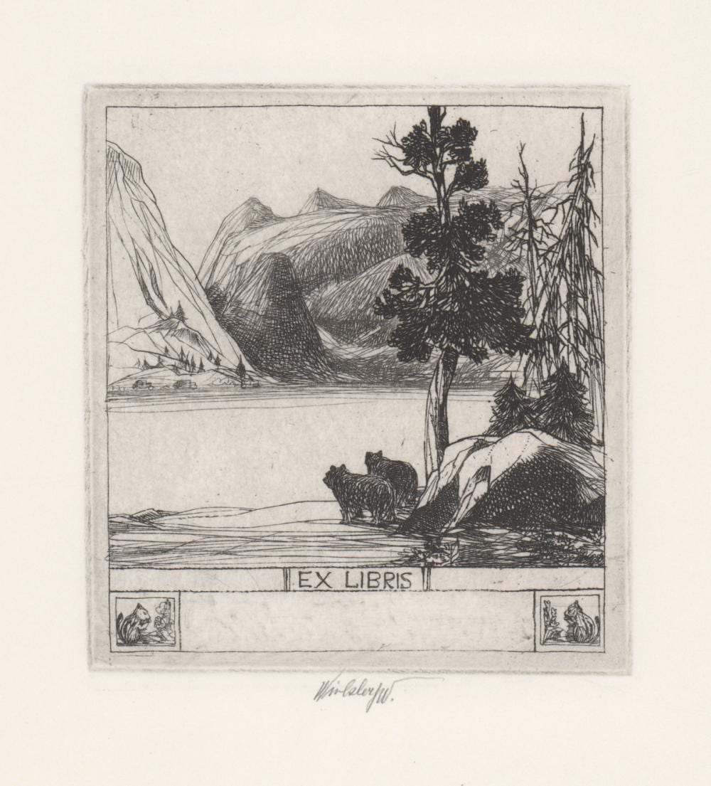 John W. Winkler comparable auction result: john w winkler signed bookplate etching