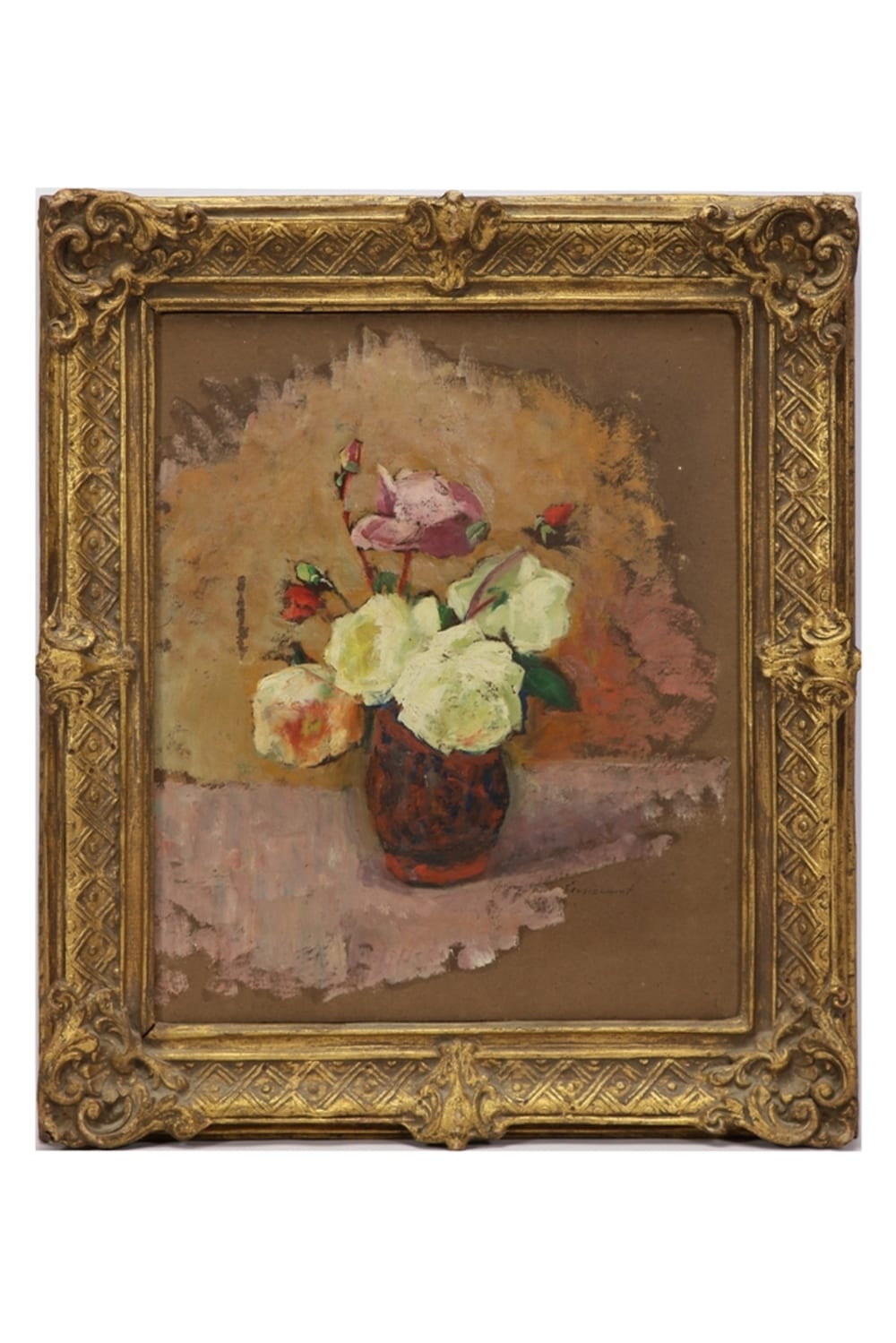 Henri Julien Dumont comparable auction result: henri dumont 1859 1921 bouquet huile sur toile sign e en bas droite dimensions 45x40 cm
