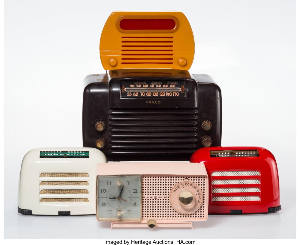 Various Schools Twelve Radios, mid-20th century Plastic, metal, glass, wood 11-1 sold by Heritage Auctions, lot 67001 — auction record photograph