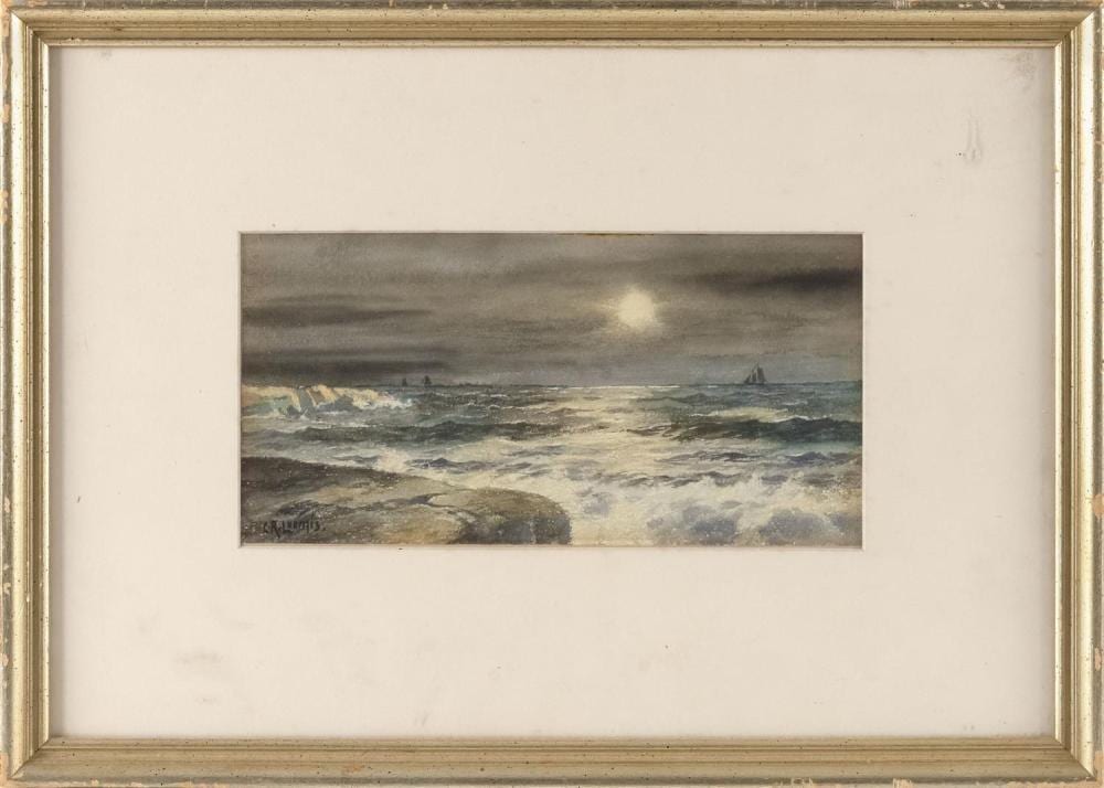 Chester Loomis comparable auction result: chester loomis new jersey new york france 1852 1924 moonlit seascape watercolor on paper 5 x 10 sight framed 12 5 x 18