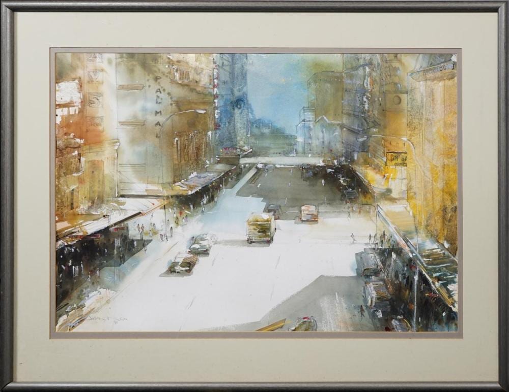 Judith White comparable auction result: judith white sydney street scene 1985 64 5 x 91 5cm