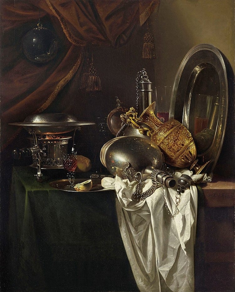 Willem Kalf comparable auction result: willem kalf rotterdam 1619 1693 amsterdam a chafing dish two pilgrims c