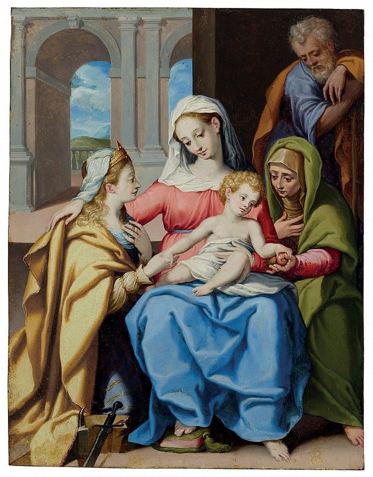 Bartolomeo Cesi comparable auction result: bartolomeo cesi bologna 1556 1629 the holy family with saints elizabeth a