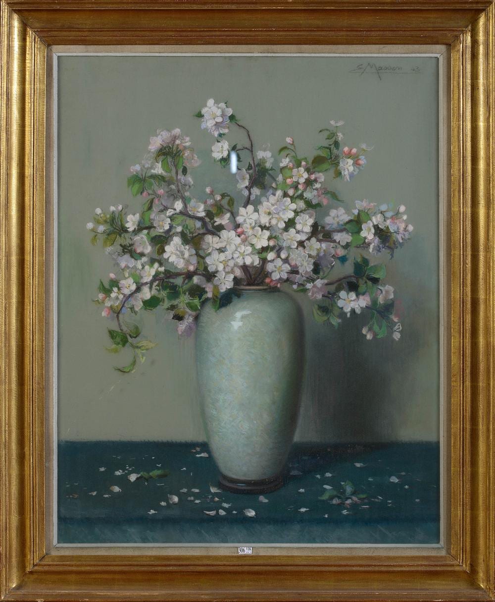 vase aux branches de cerisiers pastel sur papier sign en haut droite · Vanderkindere · 2019-04-30 Edouard (1881) Masson comparable auction result: vase aux branches de cerisiers pastel sur papier sign en haut droite