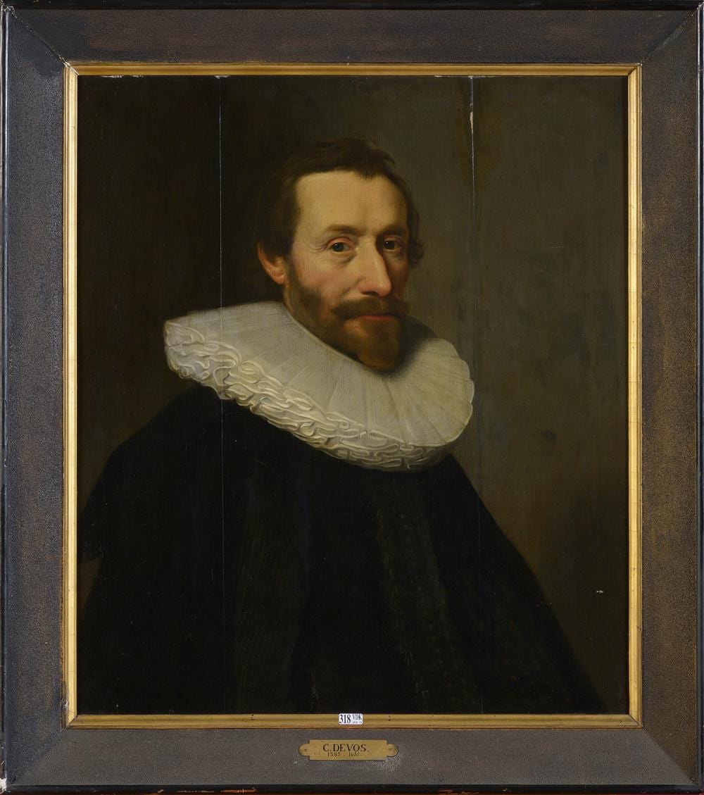 Cornelis de (1584) Vos comparable auction result: huile sur panneau portrait d un homme la fraise g de 56 ans attribu