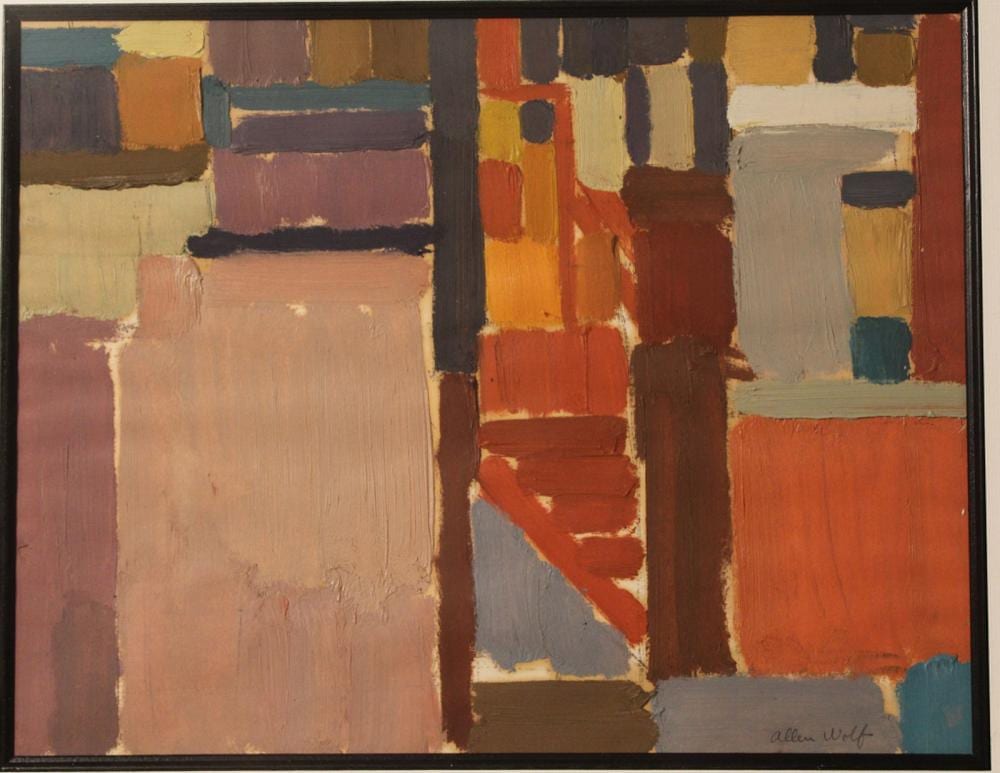 Allen Wolf comparable auction result: allen wolf 1925 2011 abstract oil on paper