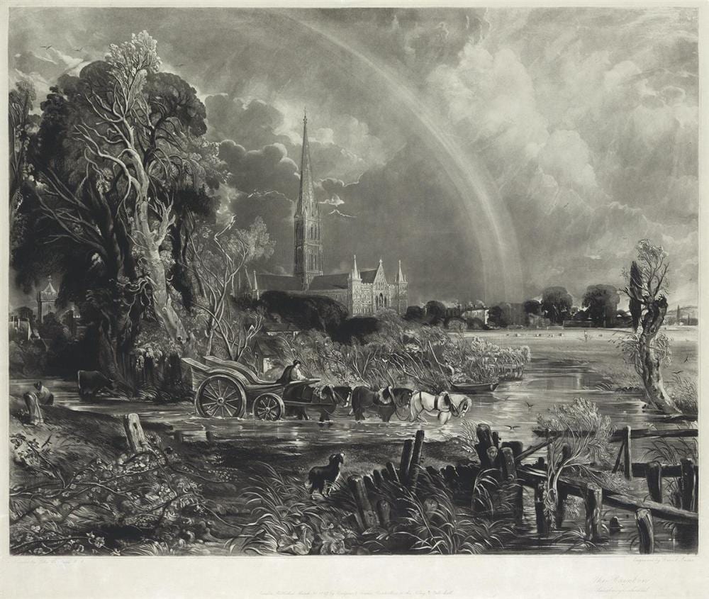 David Lucas comparable auction result: david lucas after constable the rainbow salisbury cathedral
