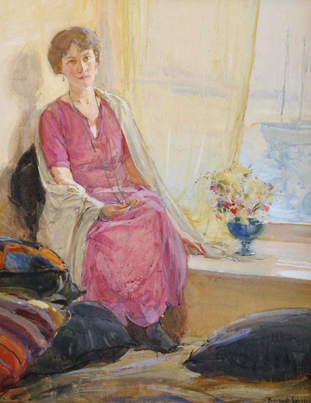 ernest borough johnson 1866 1949 british interior with a lady seated by a window with a view of boats through the window watercolour signed 17 5 x 13 5 · John Nicholson's Fine Art Auctioneers & Valuers · 2019-05-01 Ernest Borough Johnson comparable auction result: ernest borough johnson 1866 1949 british interior with a lady seated by a window with a view of boats through the window watercolour signed 17 5 x 13 5