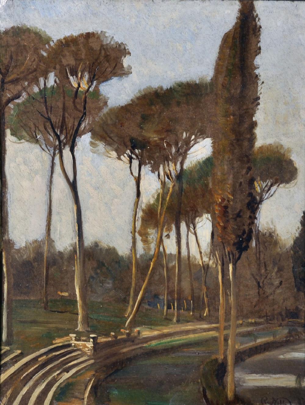 Robert Noble comparable auction result: robert noble 1857 1917 british at rome a landscape oil on board signed and inscribed on the reverse 14 x 11