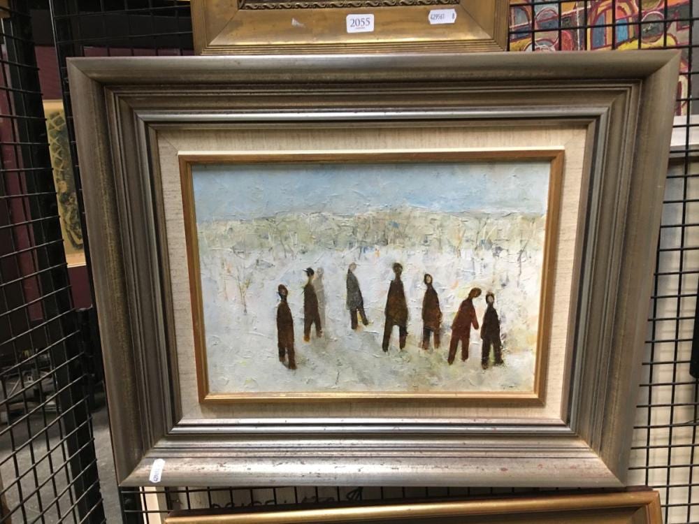 Hana Juskovic comparable auction result: hana juskovic figures in landscape 24 5 x 35cm