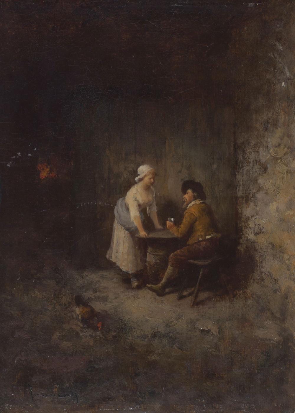 Guglielmo Innocenti comparable auction result: guglielmo innocenti 1871 1961 buveur dans une taverne huile s