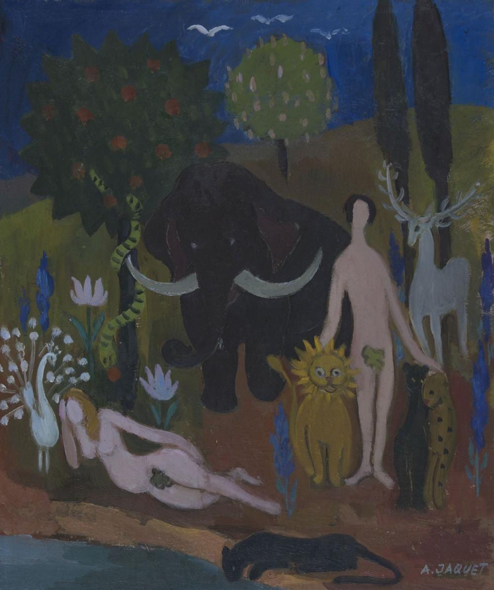 alice jaquet 1906 1990 paradis terrestre huile sur isorel 45 · Geneve Encheres · 2019-05-01 Alice Jaquet comparable auction result: alice jaquet 1906 1990 paradis terrestre huile sur isorel 45