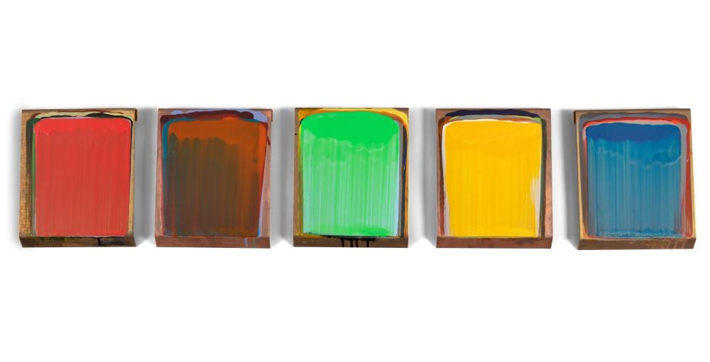 ciaran lennon b 1947 five part arbitrary colour collectionoil on copper each panel 23 x 14cmartist s studio label verso · Adam's · 2019-04-30 Ciaran Lennon comparable auction result: ciaran lennon b 1947 five part arbitrary colour collectionoil on copper each panel 23 x 14cmartist s studio label verso