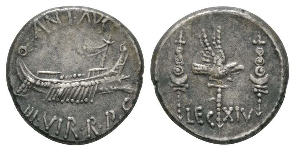 Henry Mark Anthony comparable auction result: mark anthony legion xiv denarius