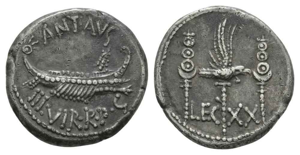 Henry Mark Anthony comparable auction result: mark anthony legion xx denarius