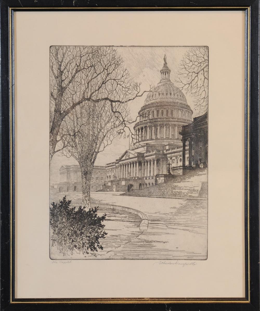 S. Chester Danforth comparable auction result: etching of the us capitol by s chester danforth