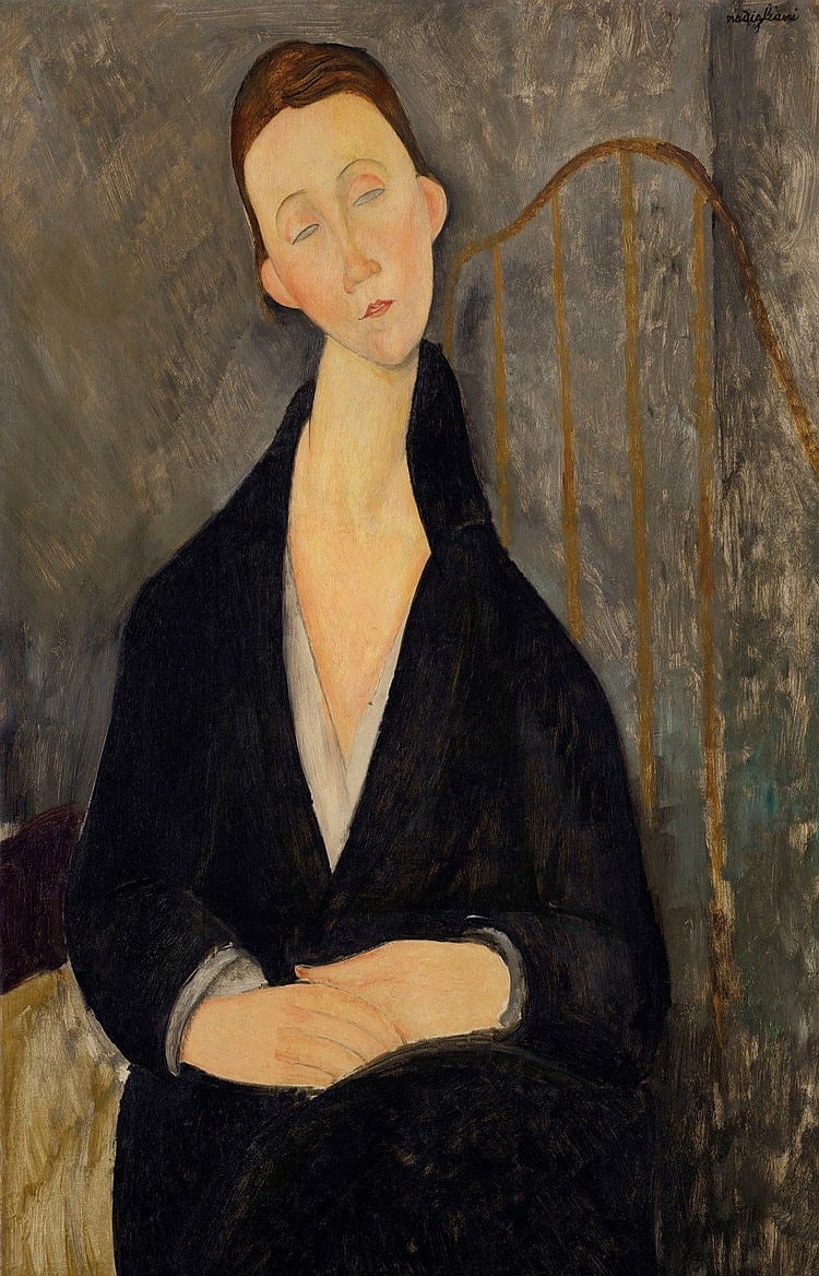 Amedeo Modigliani (1884-1920) Lunia Czechowska (à la robe noire) oil on canvas 36 3/8 x 23 5/8 in. (92.4 x 60 cm.) comparable sale