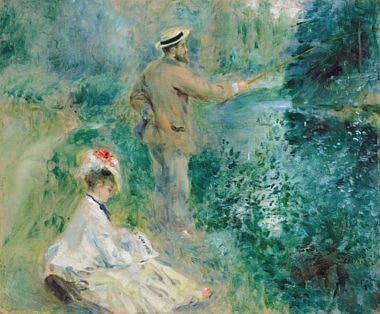 Pierre-Auguste Renoir (1841-1919) Le pêcheur à la ligne oil on canvas 21 ¼ x 25 5/8 in. (54.1 x 65.2 cm.) comparable sale