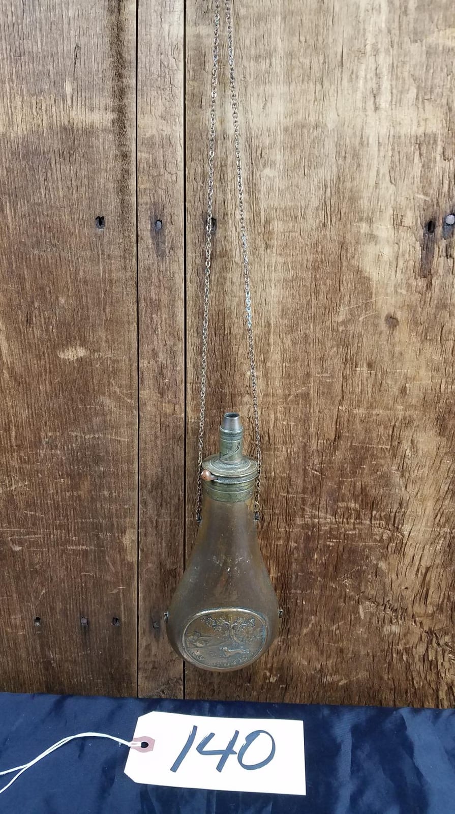 ANTIQUE DIXON & SON POWDER FLASK, CIVIL WAR ERA sold by Simonetta Auction Service, lot 140 — auction record photograph