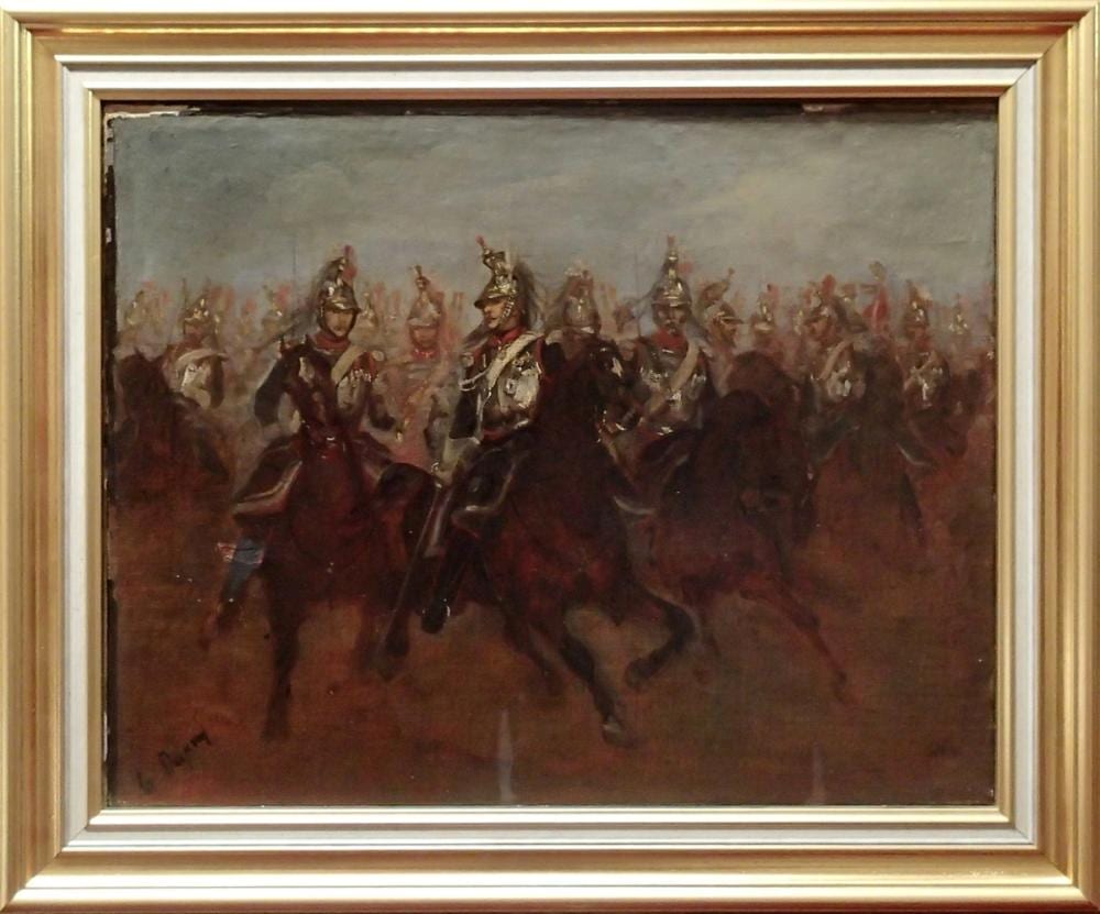 Henri Dupray comparable auction result: henri dupray 1841 1909 dragons cheval huile sur toile 32 x 40 cm accrocs