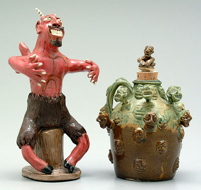 Stacy Lambert comparable auction result: two pieces stacy lambert pottery devil figure with hoof feet