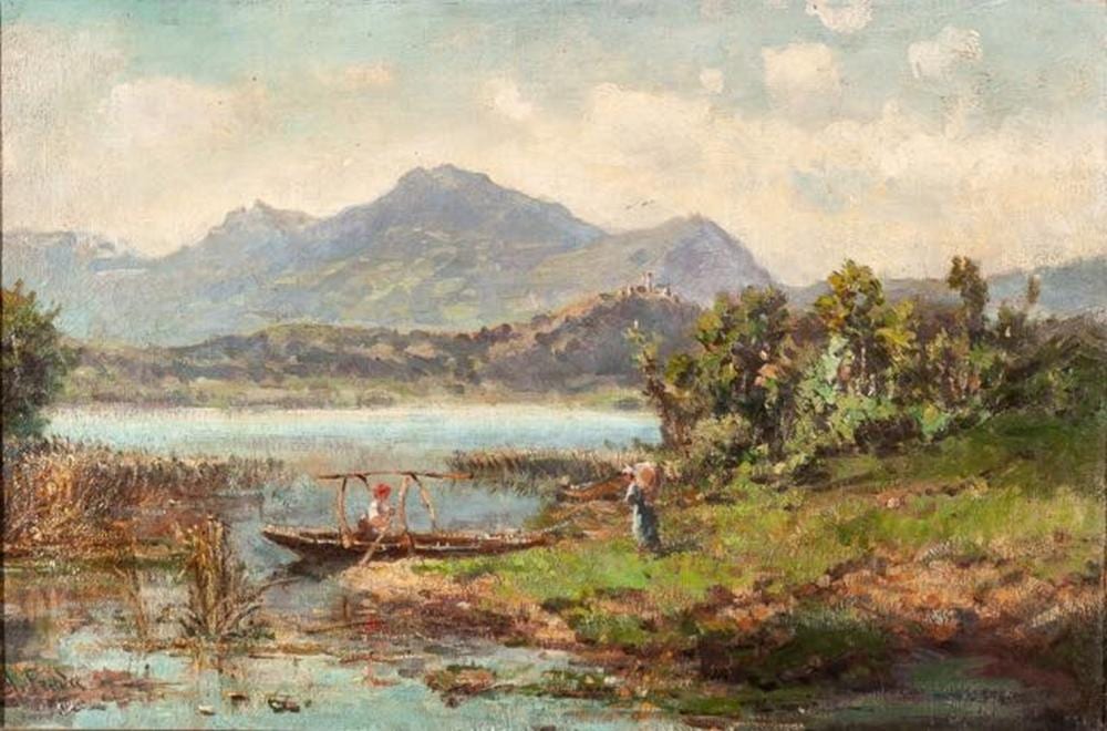 Ambrogio Preda comparable auction result: ambrogio preda lombardy 1839 1906 lake landscape