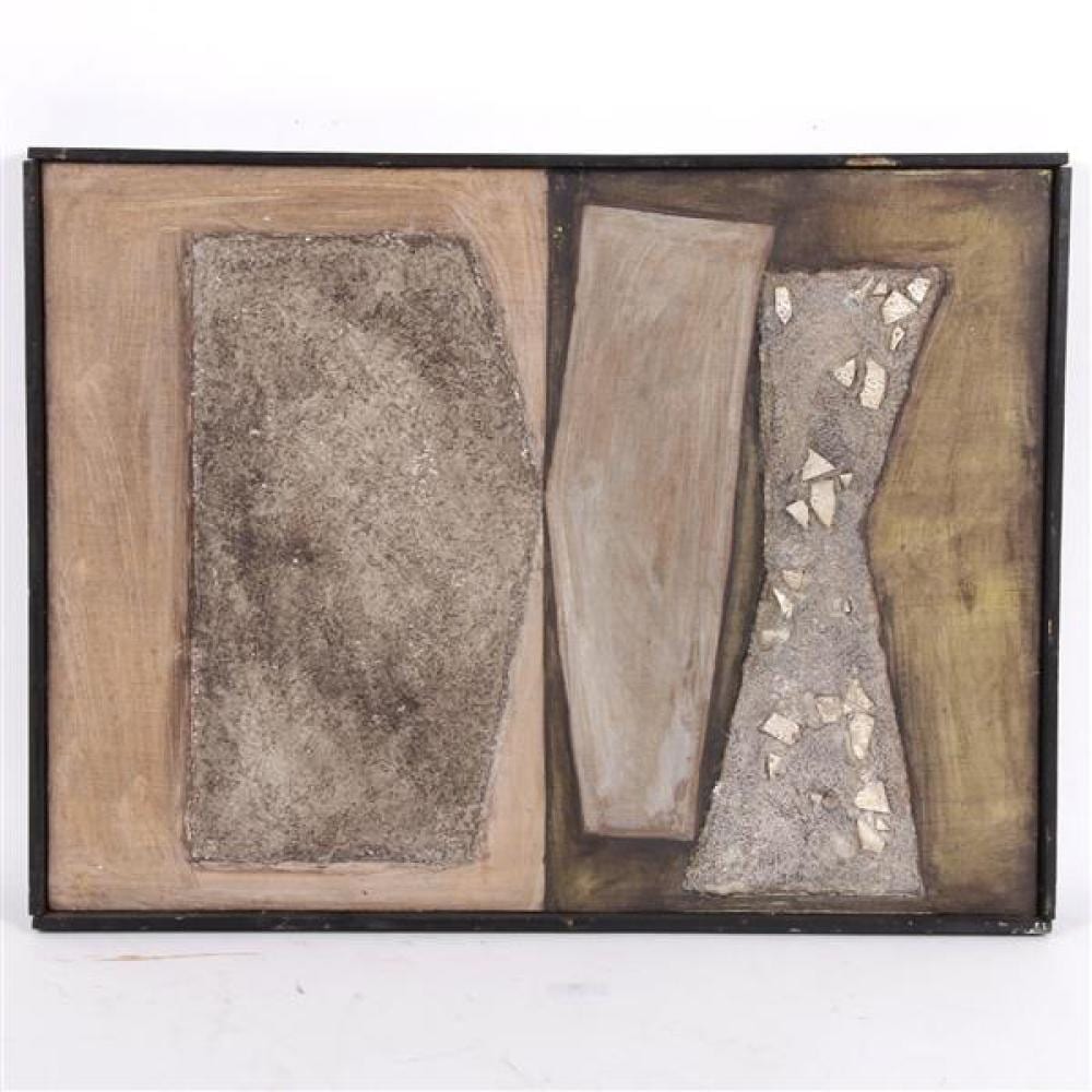 James Spencer Russell comparable auction result: james spencer russell assemblage mixed material on board 18 1 2 h x 24 1 2 w