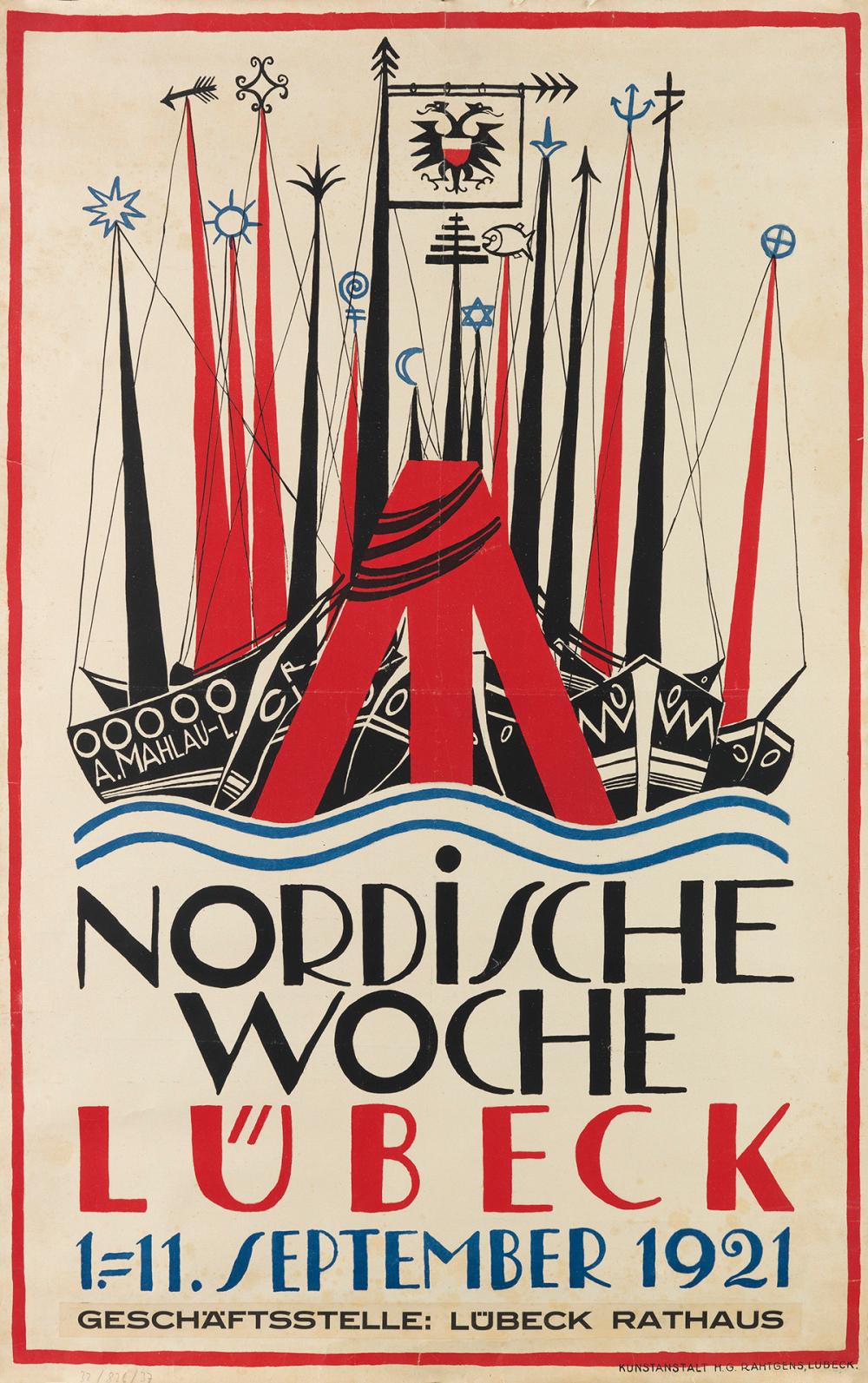 Alfred Mahlau comparable auction result: alfred mahlau 1894 1967 nordische woche l beck 1921 39x24 inches 99x63 cm h g rahtgens lubeck