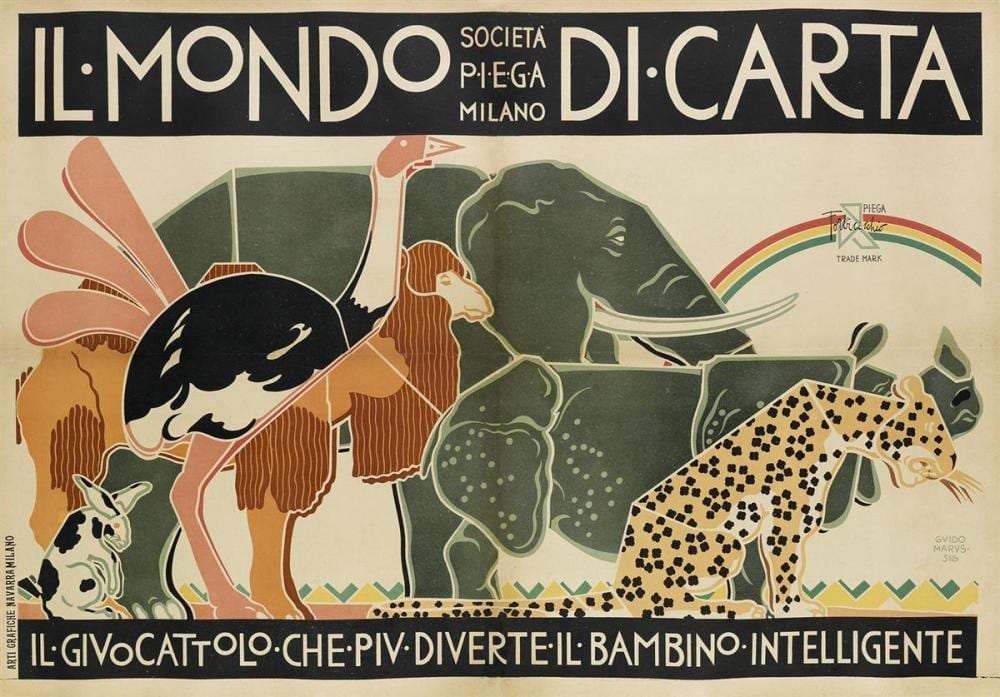 Guido Marussig comparable auction result: guido marussig 1885 1973 il mondo di carta circa 1920 27x39 inches 70x100 cm arti grafiche navarra milan