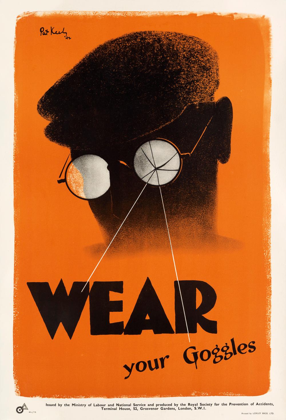 Patrick Cokayne Keely comparable auction result: patrick cokayne keely 1901 1970 wear your goggles 1942 29x20 inches 75x61 cm loxley bros ltd london