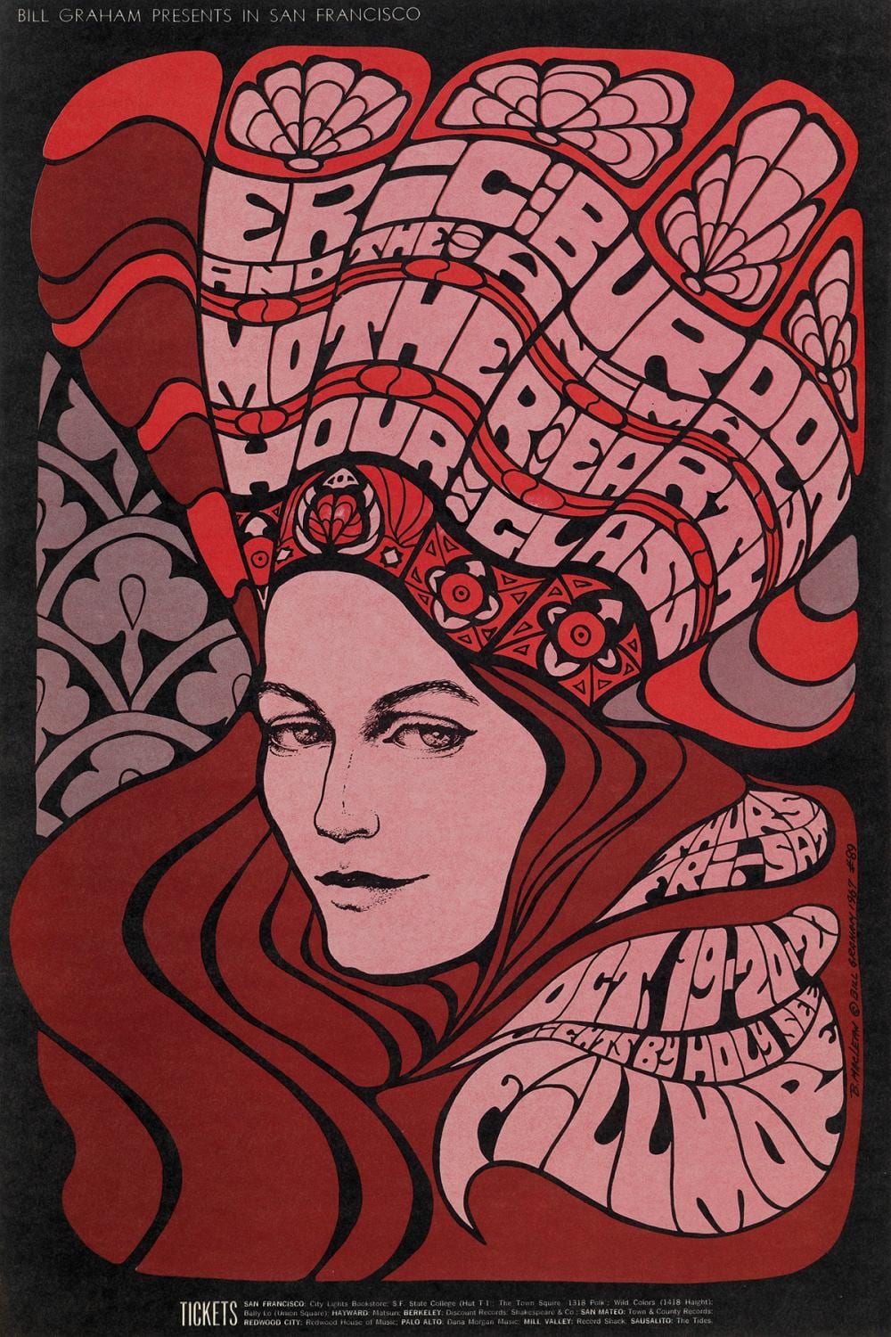 Bonnie MaClean comparable auction result: bonnie maclean 1949 psychedelic rock concerts group of 7 posters 1967 sizes vary each approximately 21x14 inches 53x35 cm